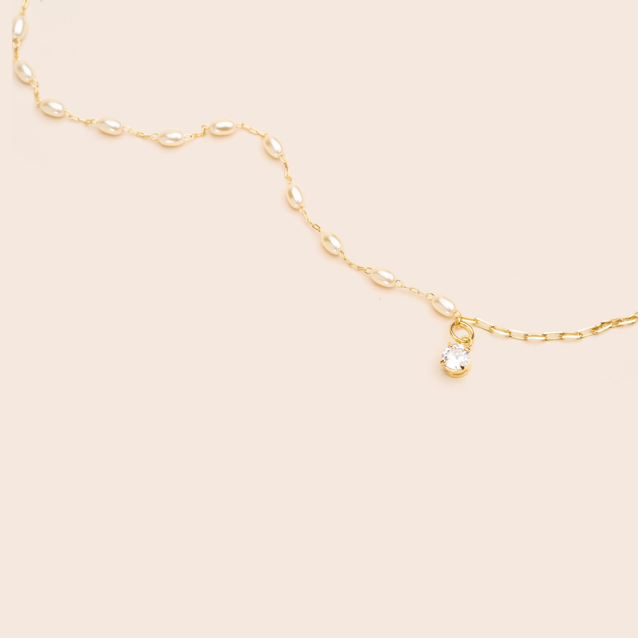 Gold Half Pearl Chain Necklace - Gemlet