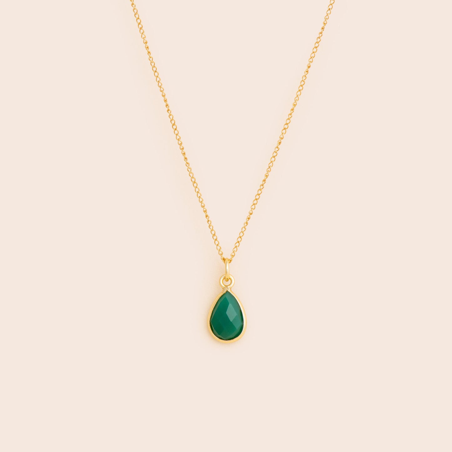 Green Onyx Teardrop Necklace - Gemlet