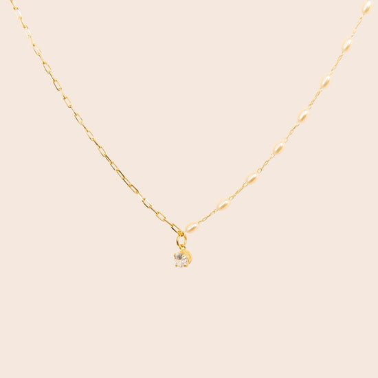Half Diamond Half Pearl Necklace - Gemlet