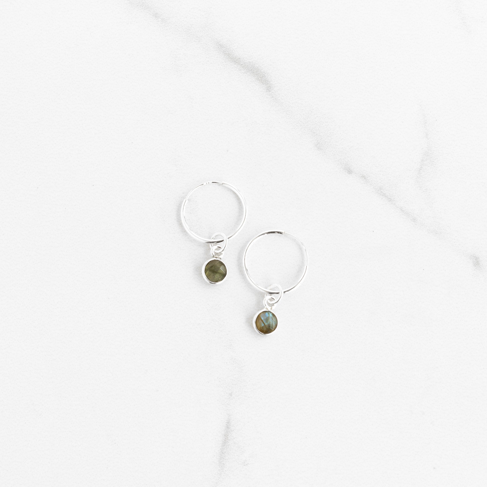 Labradorite Sterling Silver Hoop Earrings - Gemlet