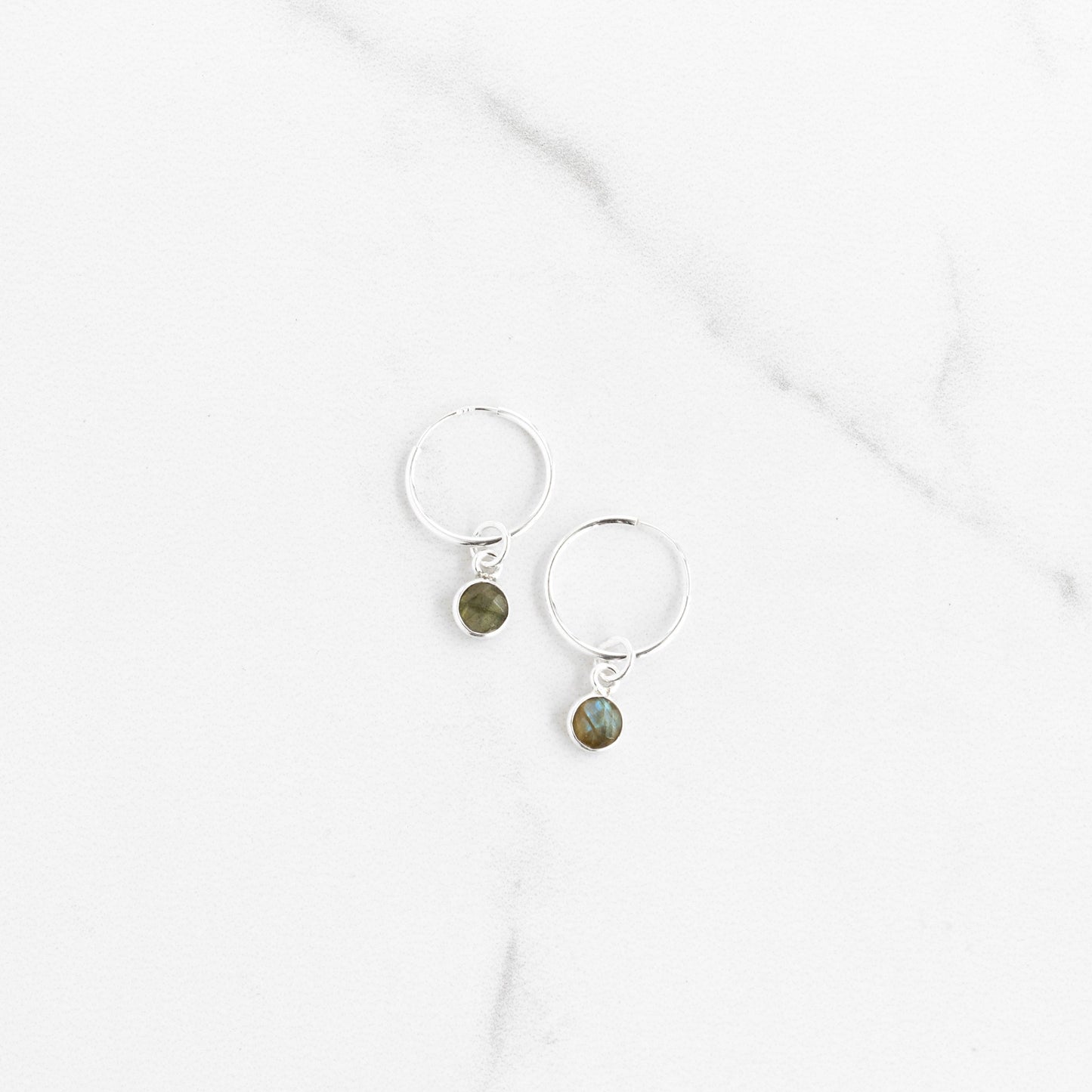 Load image into Gallery viewer, Labradorite Sterling Silver Hoop Earrings - Gemlet
