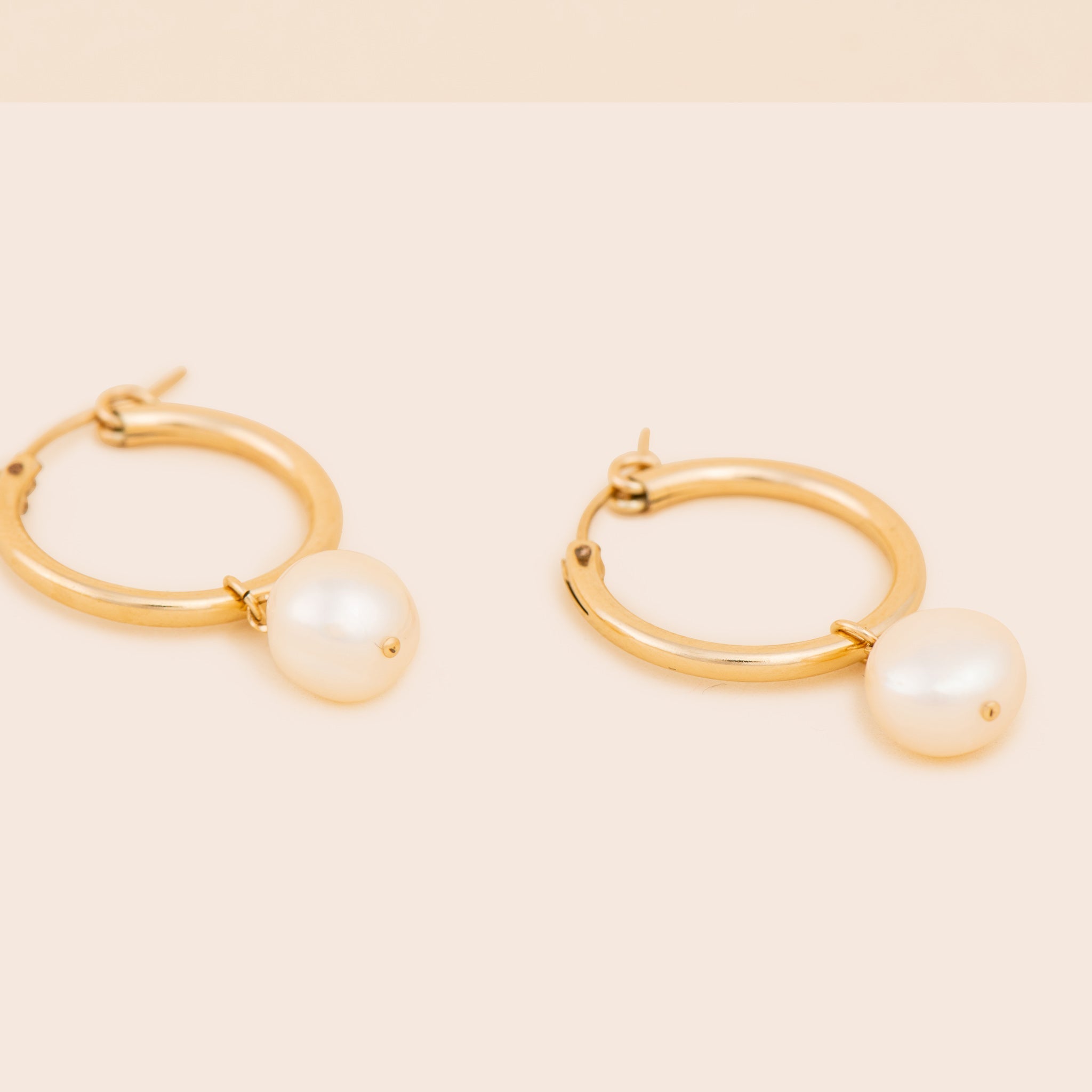 Large Pearl Dangle Gold Earrings - Gemlet