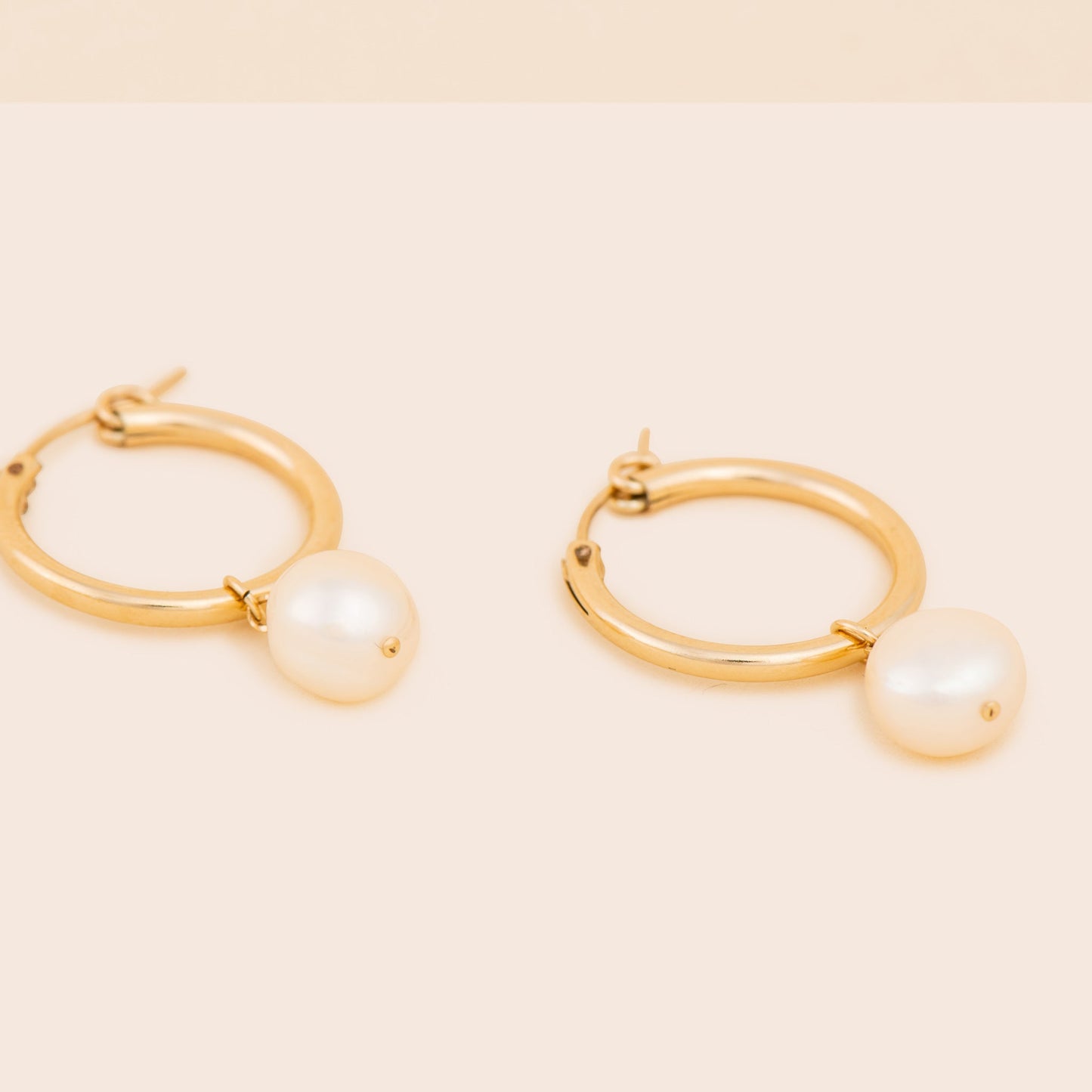 Large Pearl Dangle Gold Earrings - Gemlet