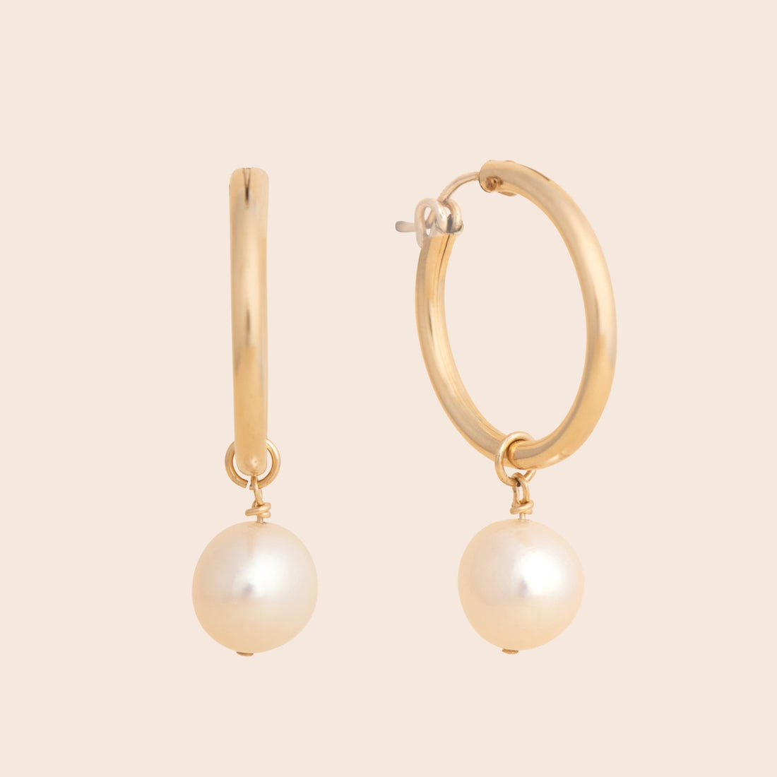 Large Pearl Dangle Gold Earrings - Gemlet