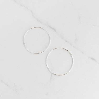 Large Silver Sleeper Hoop Earrings - Gemlet