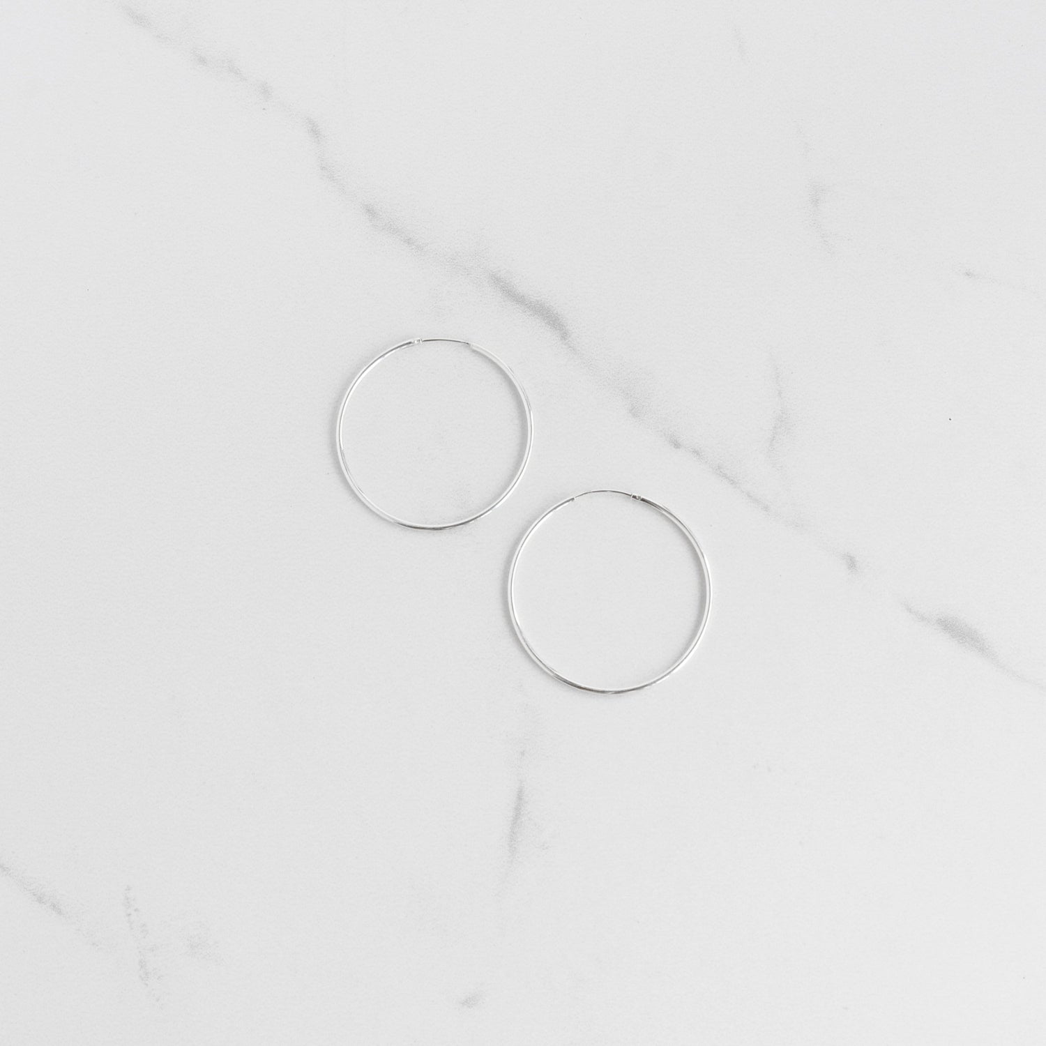 Large Silver Sleeper Hoop Earrings - Gemlet