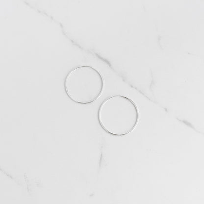 Large Silver Sleeper Hoop Earrings - Gemlet