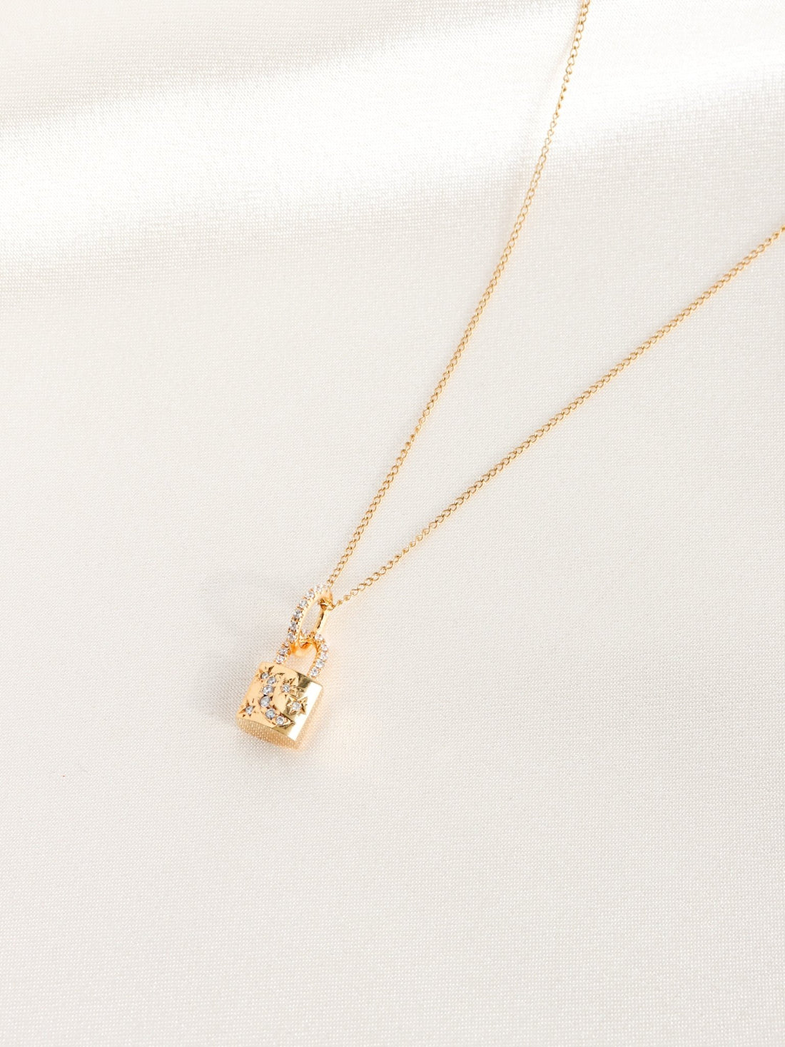 Moon &amp; Stars Padlock Necklace - Gold Filled - Gemlet