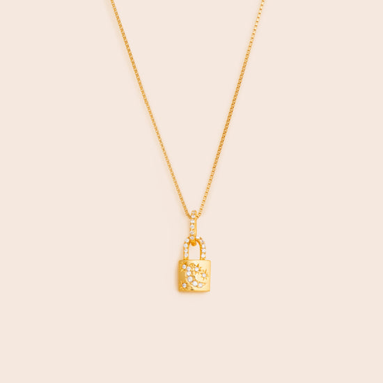 Moon & Stars Padlock Necklace - Gold Filled - Gemlet
