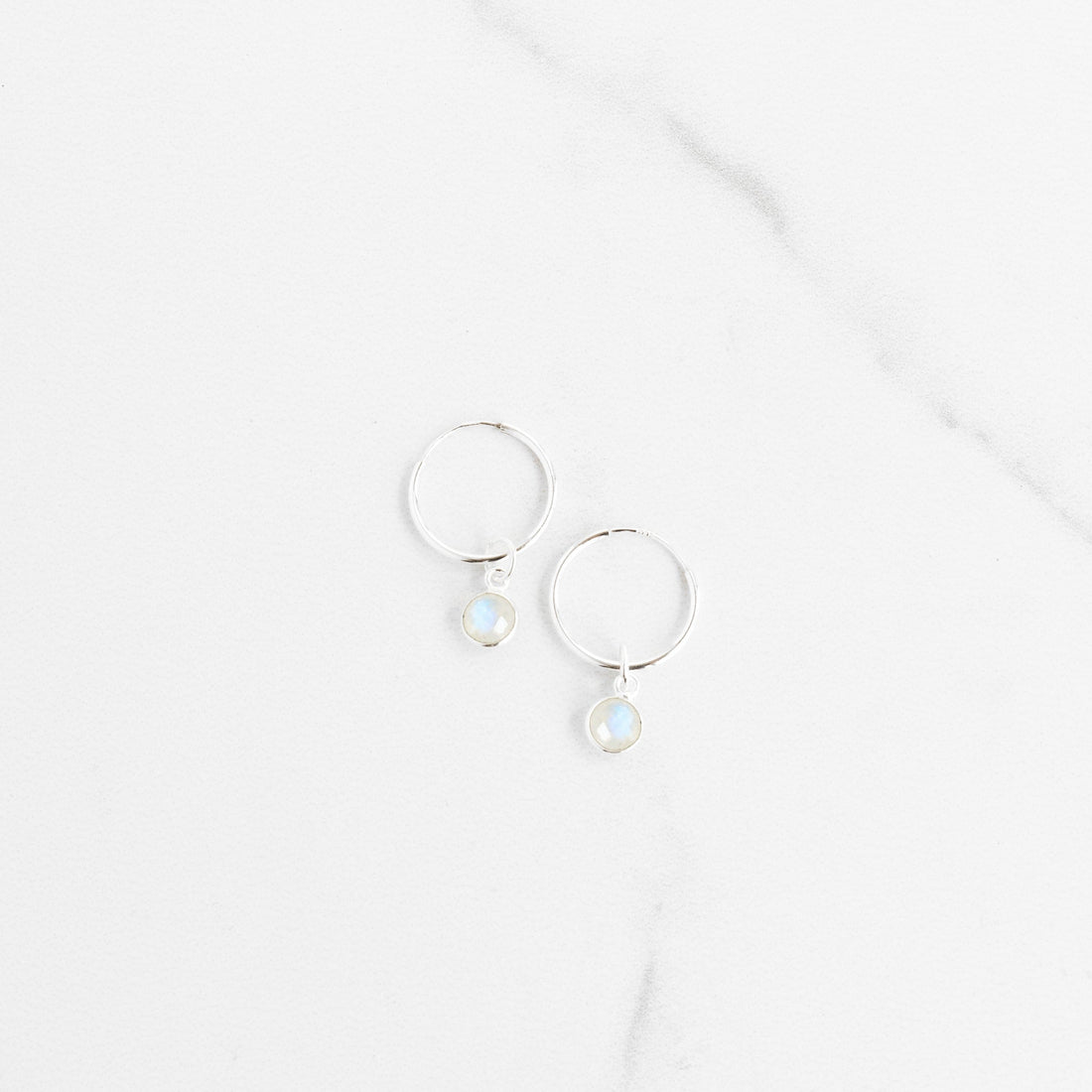 Moonstone Sterling Silver Hoop Earrings - Gemlet