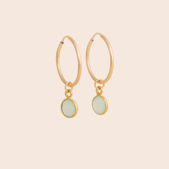 Ocean Blue Chalcedony Gold Filled Hoop Earrings - Gemlet