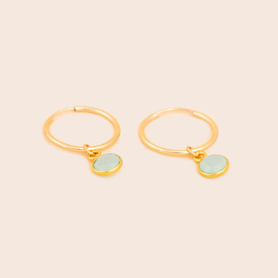 Ocean Blue Chalcedony Gold Filled Hoop Earrings - Gemlet
