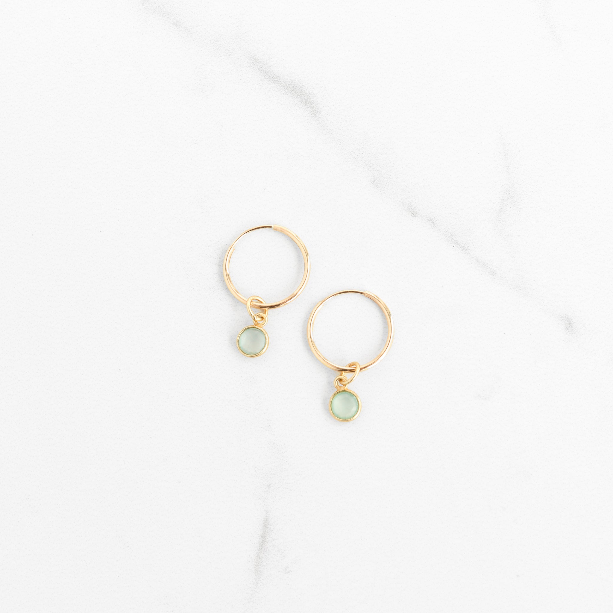 Ocean Blue Chalcedony Gold Filled Hoop Earrings - Gemlet