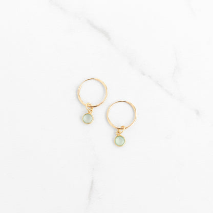 Ocean Blue Chalcedony Gold Filled Hoop Earrings - Gemlet