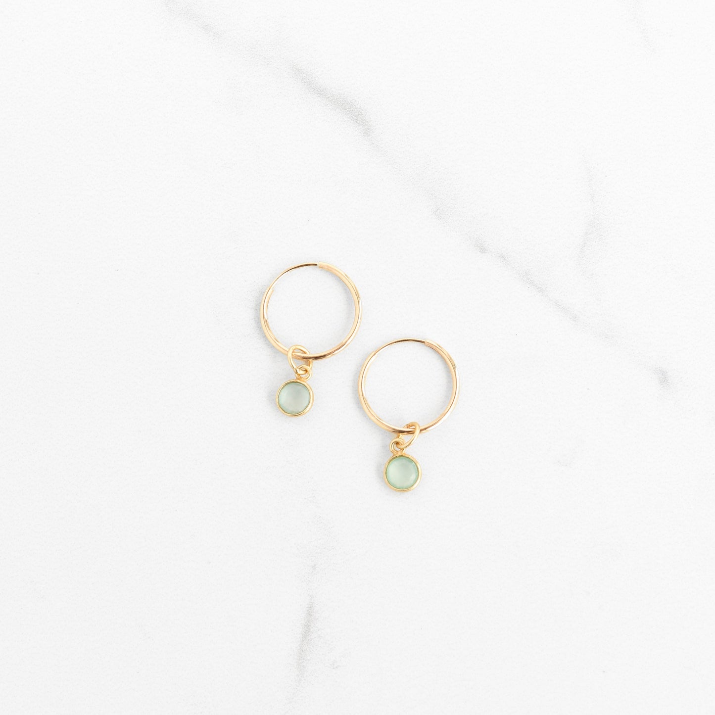Load image into Gallery viewer, Ocean Blue Chalcedony Gold Filled Hoop Earrings - Gemlet
