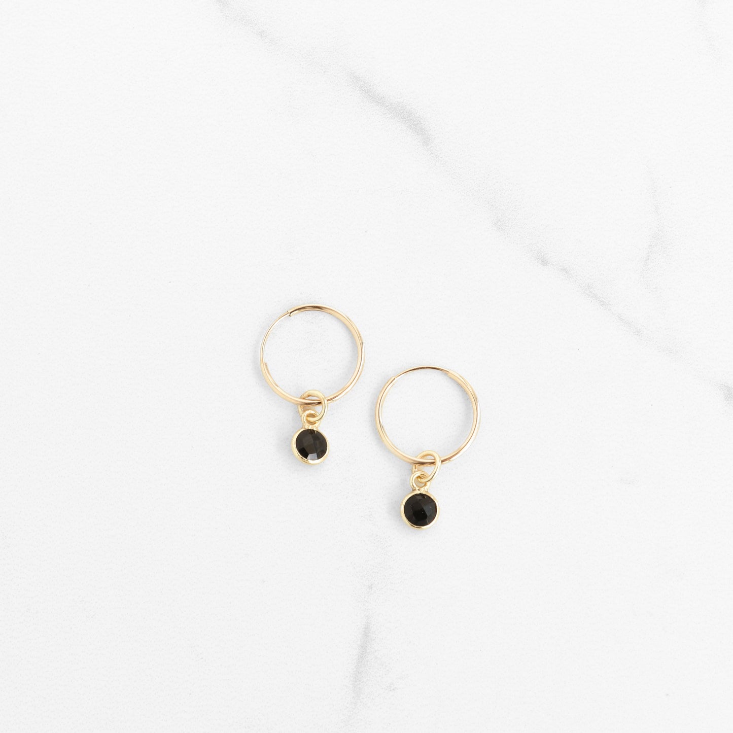 Onyx Gold Filled Hoop Earrings - Gemlet