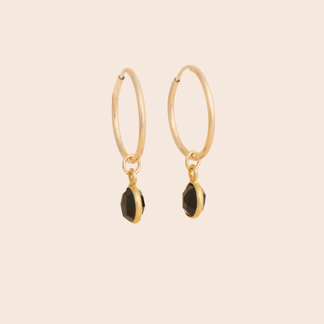 Onyx Gold Filled Hoop Earrings - Gemlet