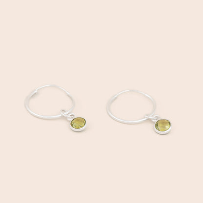 Peridot Sterling Silver Hoop Earrings - Gemlet