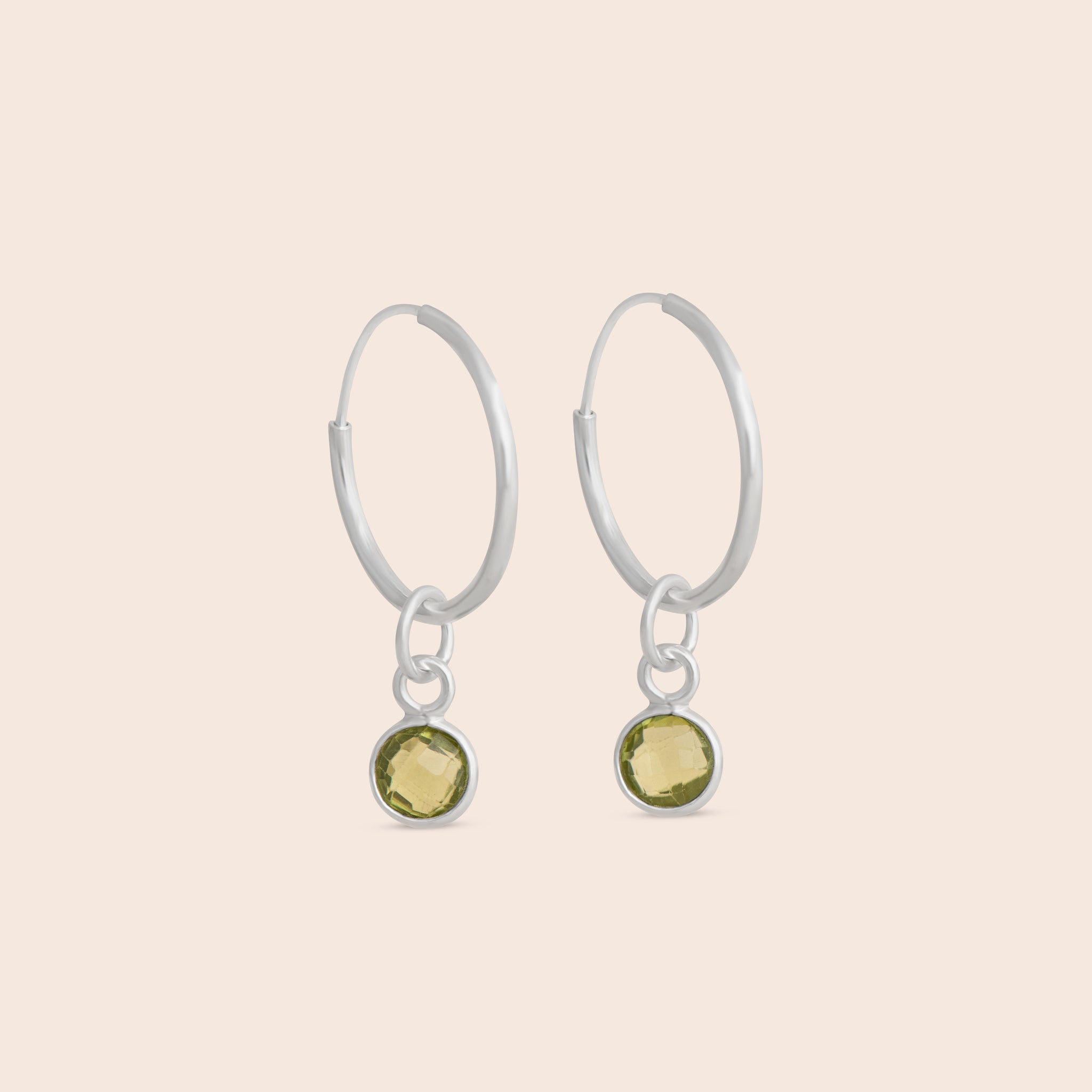 Peridot Sterling Silver Hoop Earrings - Gemlet