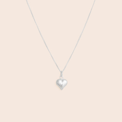 Puffed Heart Necklace - Sterling Silver - Gemlet