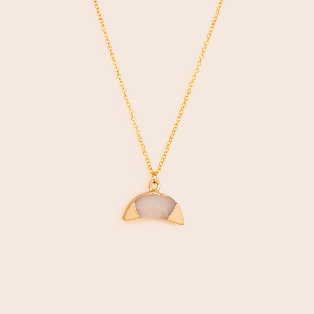 Rose Quartz Crescent Moon Necklace - Gemlet