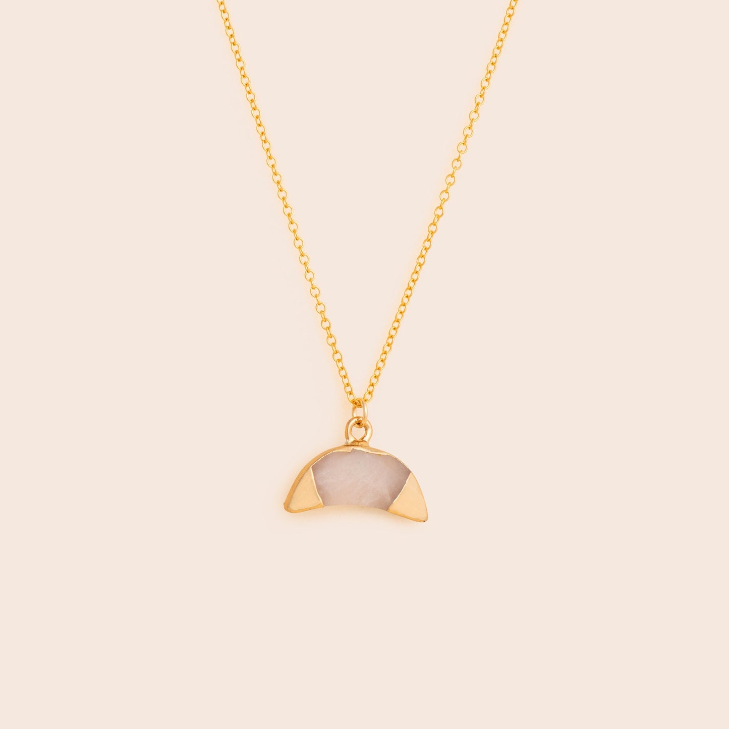 Load image into Gallery viewer, Rose Quartz Crescent Moon Necklace - Gemlet
