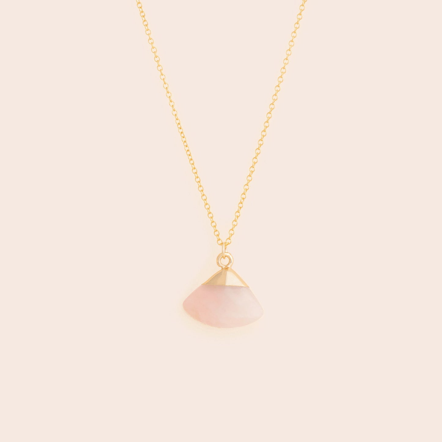 Rose Quartz Fan Shape Necklace - Gemlet