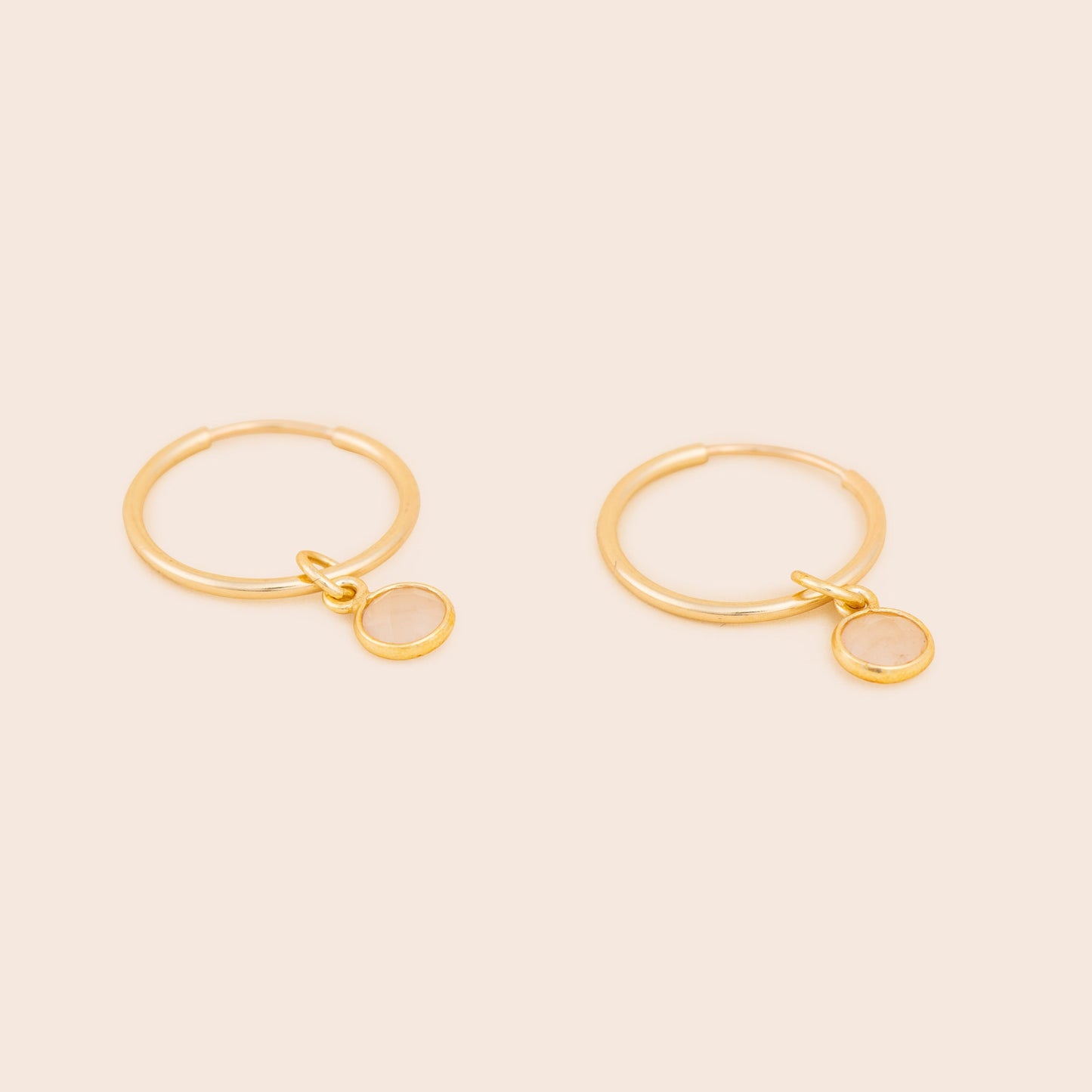 Load image into Gallery viewer, Rose Quartz Gold Filled Hoop Earrings - Gemlet
