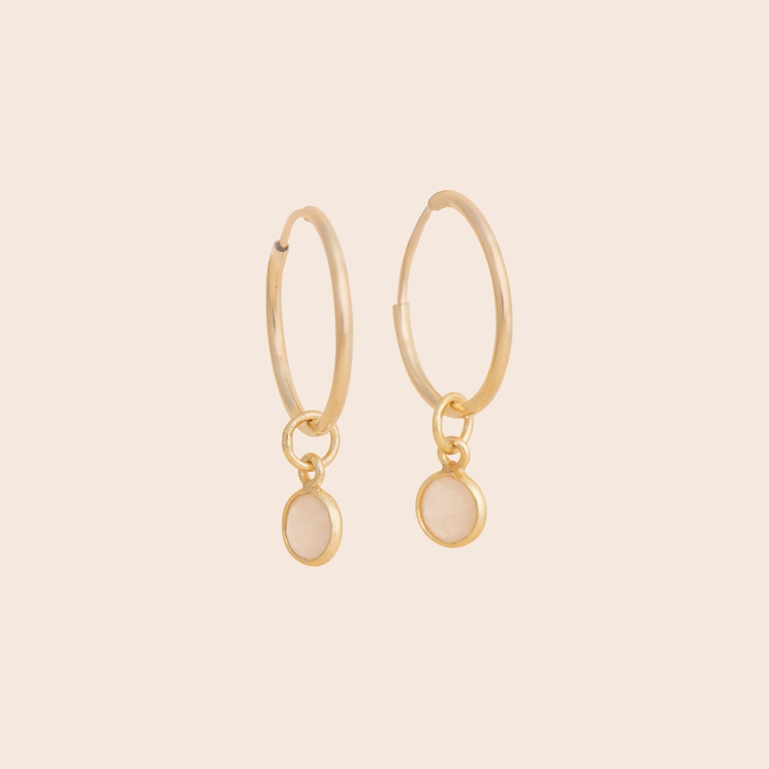 Rose Quartz Gold Filled Hoop Earrings - Gemlet