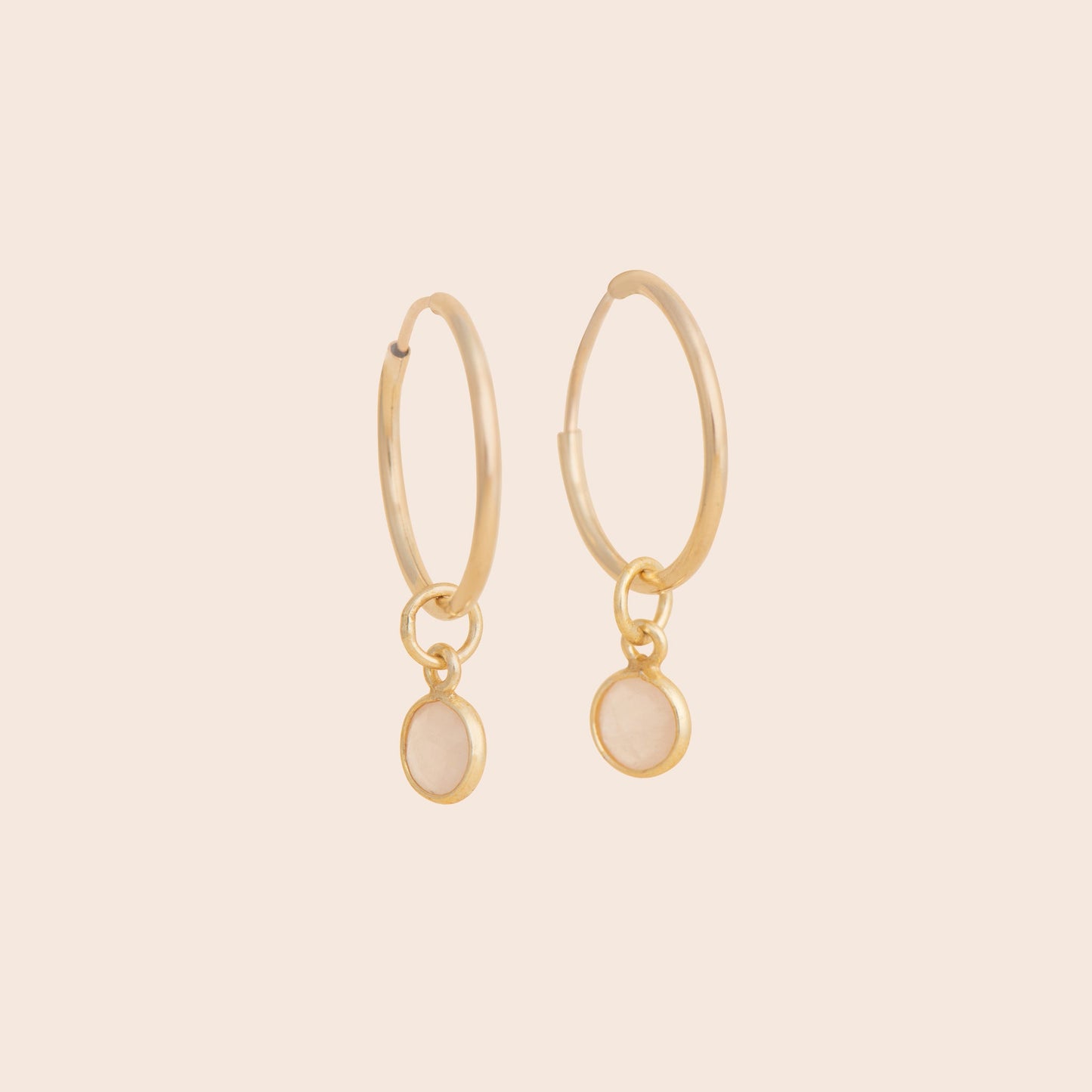 Load image into Gallery viewer, Rose Quartz Gold Filled Hoop Earrings - Gemlet
