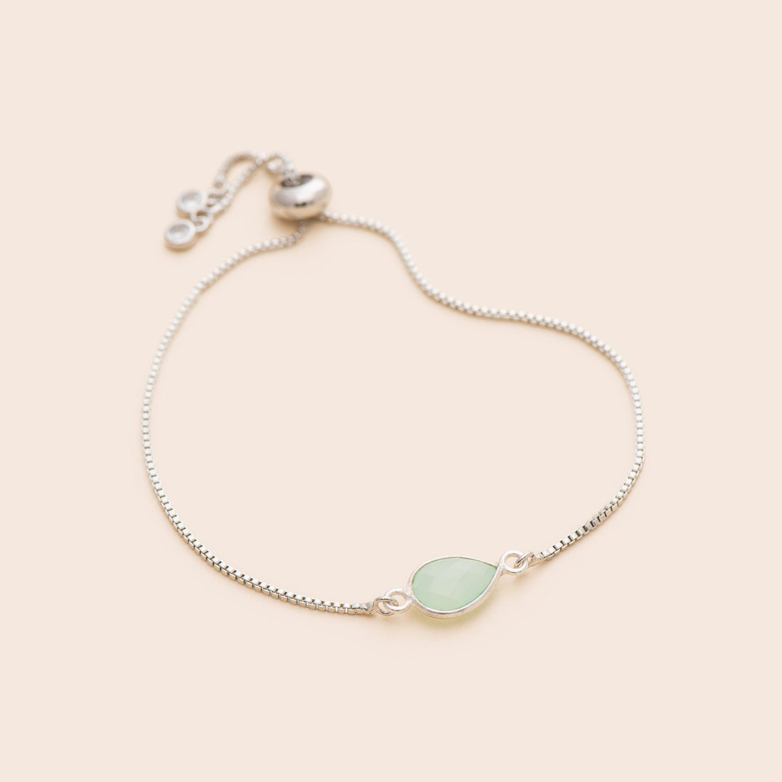 Silver Aquamarine Gemstone Adjustable Bracelet - Gemlet