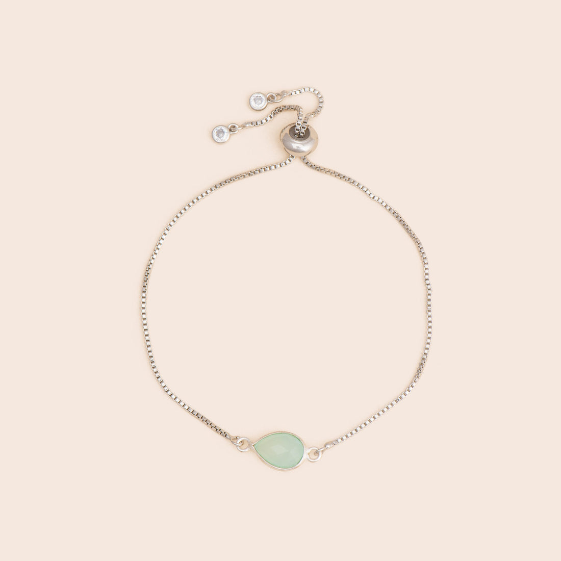 Silver Aquamarine Gemstone Adjustable Bracelet - Gemlet