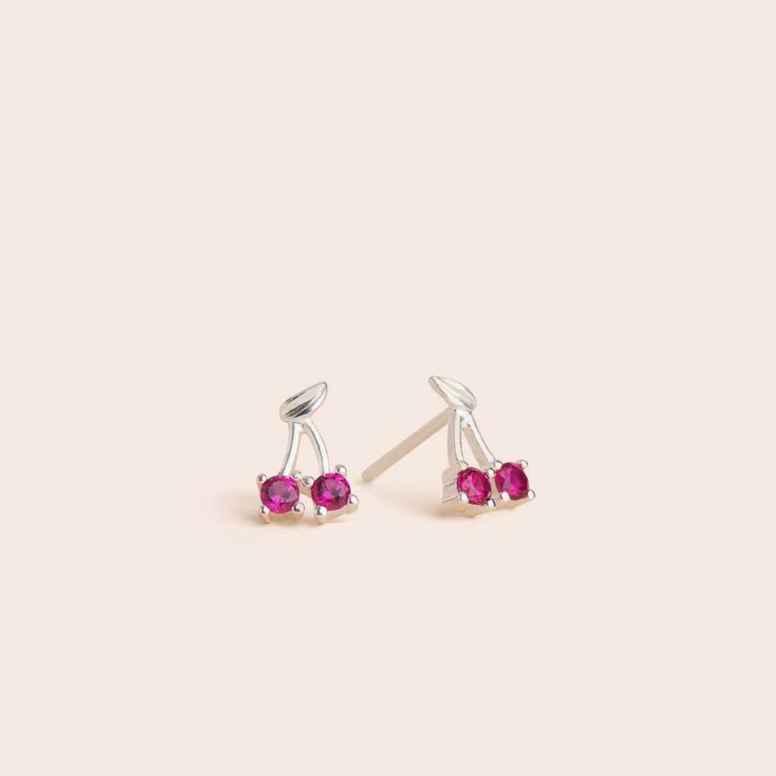 Silver Cherry Stud Earrings - Gemlet