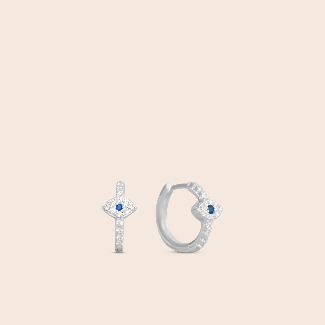 Silver Evil Eye Pavé CZ Huggie Earrings - Gemlet