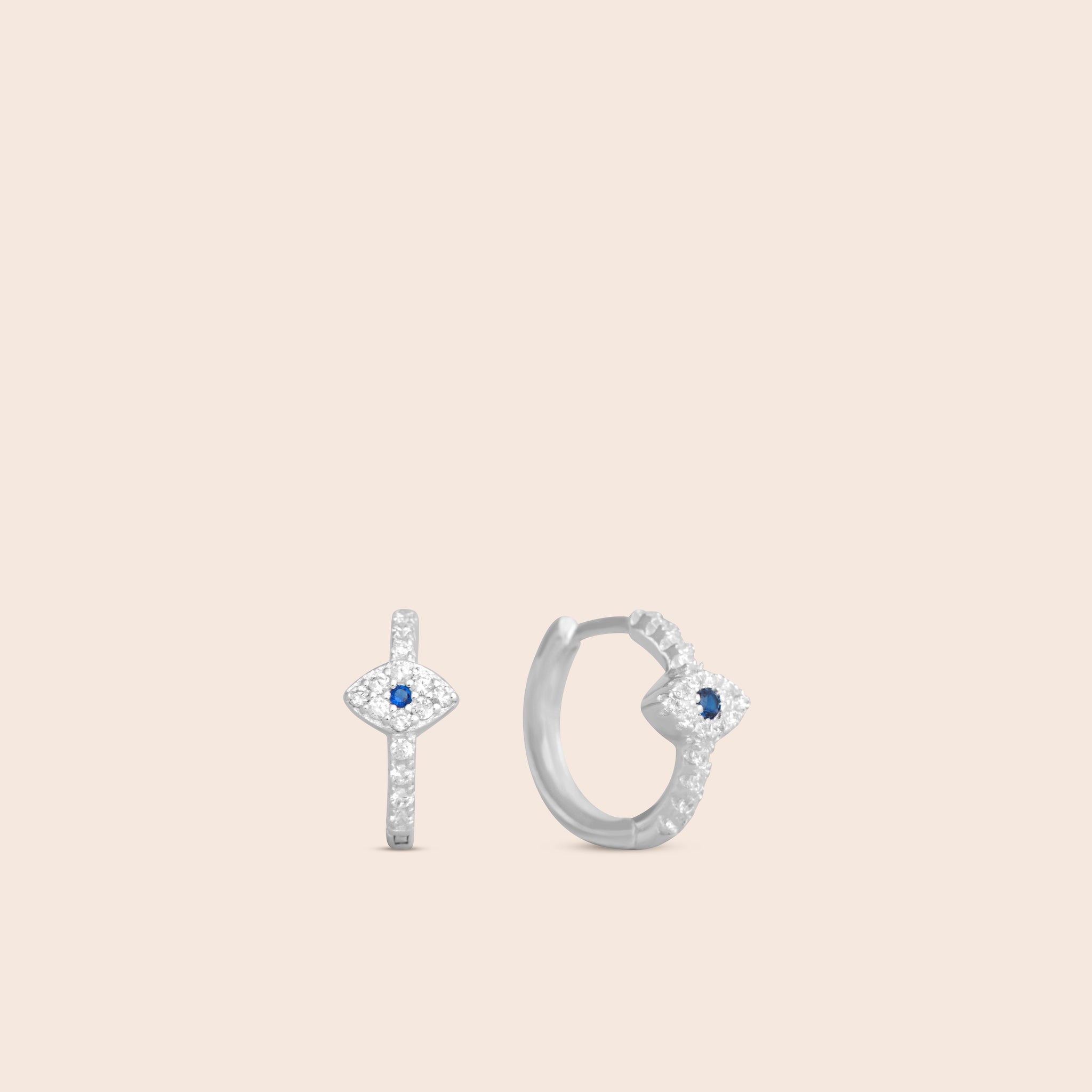 Silver Evil Eye Pavé CZ Huggie Earrings - Gemlet