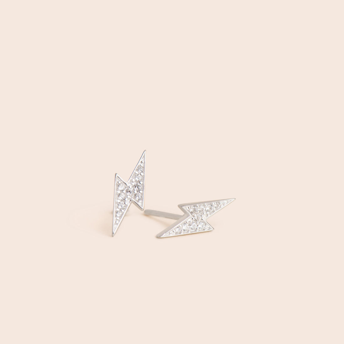 Silver Lightning Bolt Stud Earrings - Gemlet