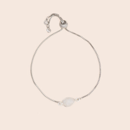 Silver Moonstone Gemstone Adjustable Bracelet - Gemlet