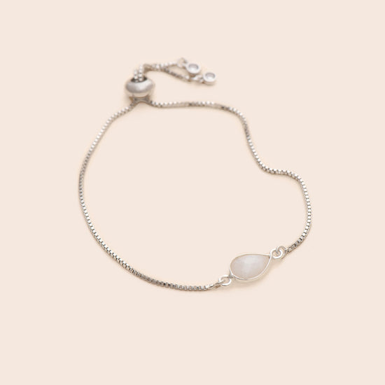Load image into Gallery viewer, Silver Moonstone Gemstone Adjustable Bracelet - Gemlet
