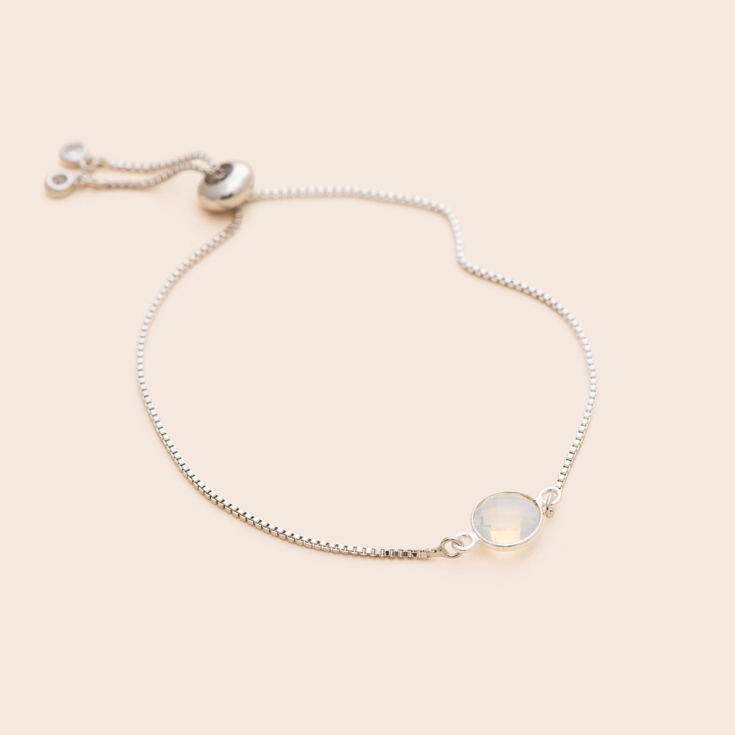 Load image into Gallery viewer, Silver Opalite Gemstone Adjustable Bracelet - Gemlet
