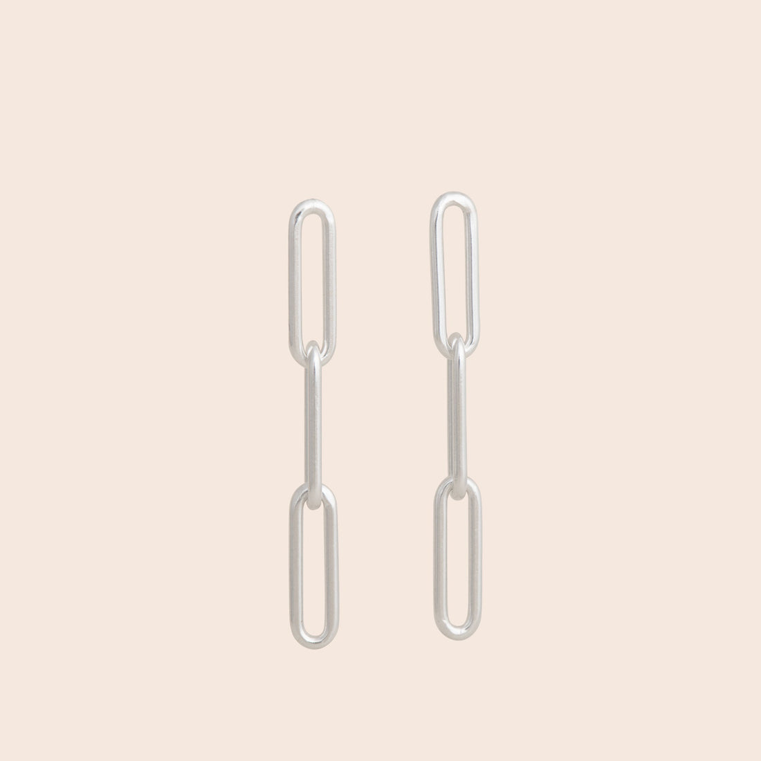 Silver Paperclip Chain Link Stud Earrings - Gemlet