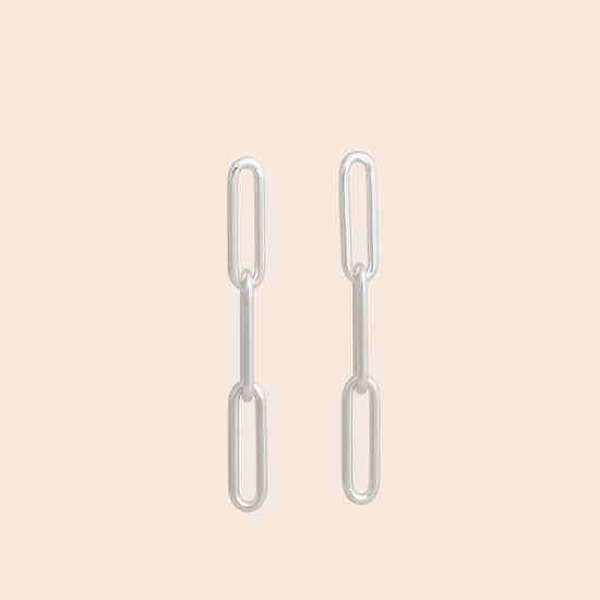 Load image into Gallery viewer, Silver Paperclip Chain Link Stud Earrings - Gemlet
