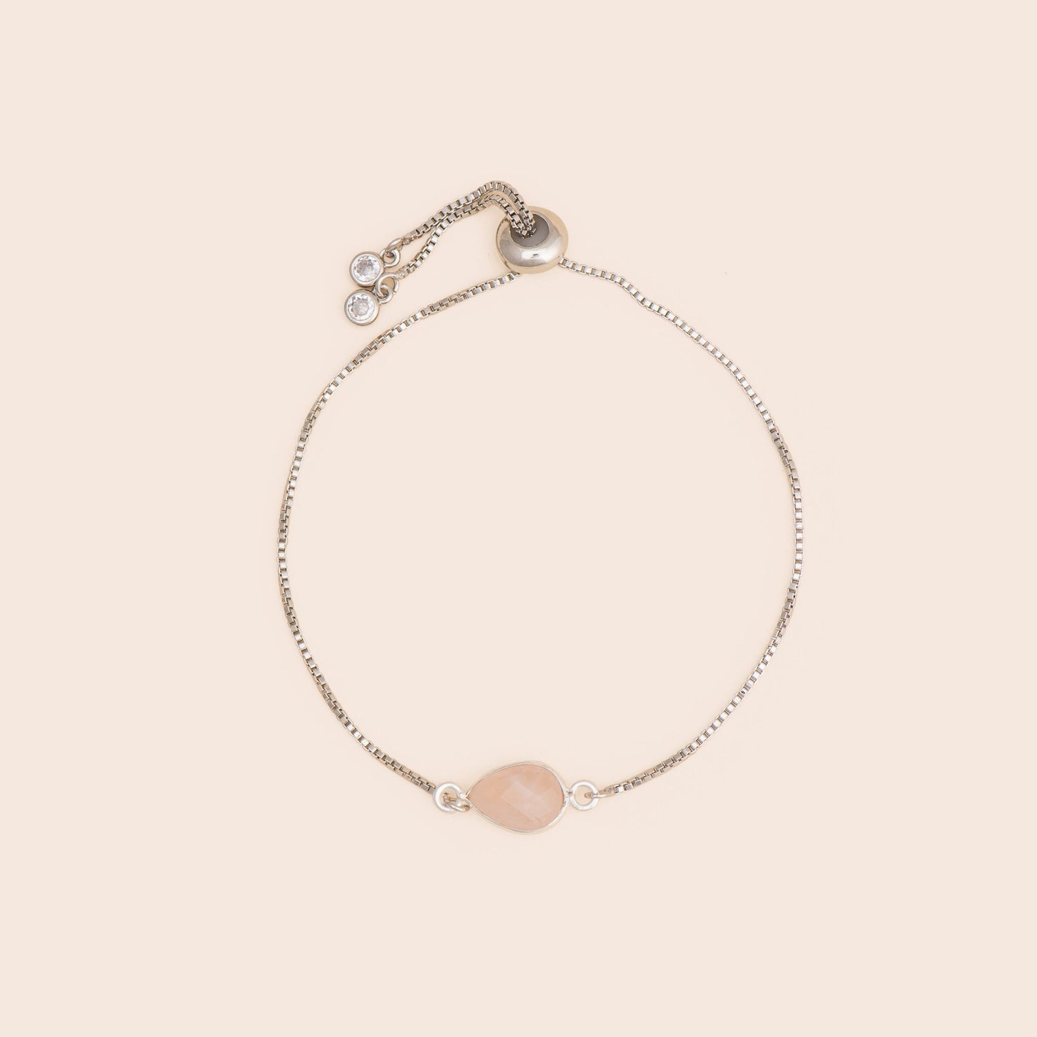 Silver Rose Quartz Gemstone Adjustable Bracelet - Gemlet