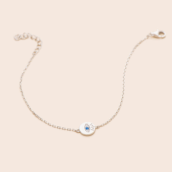 Load image into Gallery viewer, Silver Sparkly Evil Eye Chain Bracelet - Gemlet

