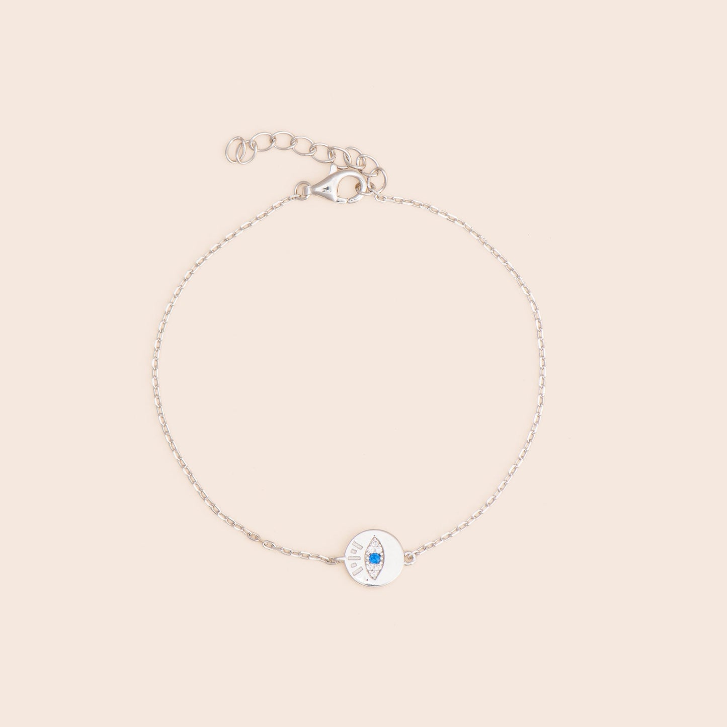 Load image into Gallery viewer, Silver Sparkly Evil Eye Chain Bracelet - Gemlet
