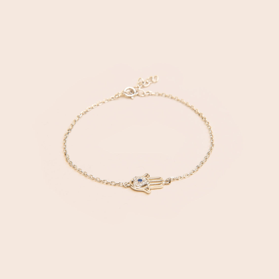Silver Sparkly Hand of Hamsa Chain Bracelet - Gemlet