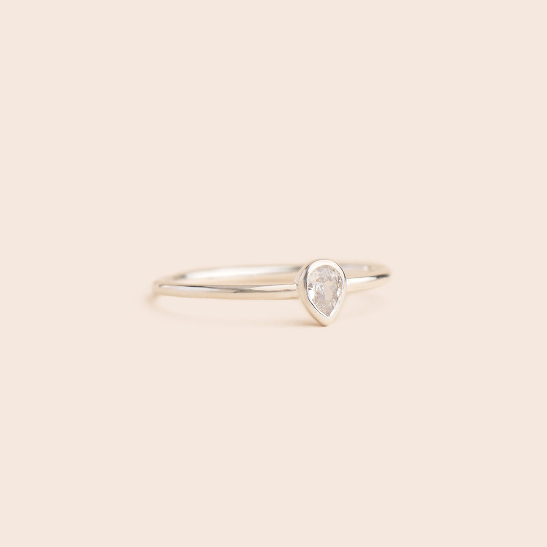 Teardrop CZ - Sterling Silver Stacking Ring - Gemlet