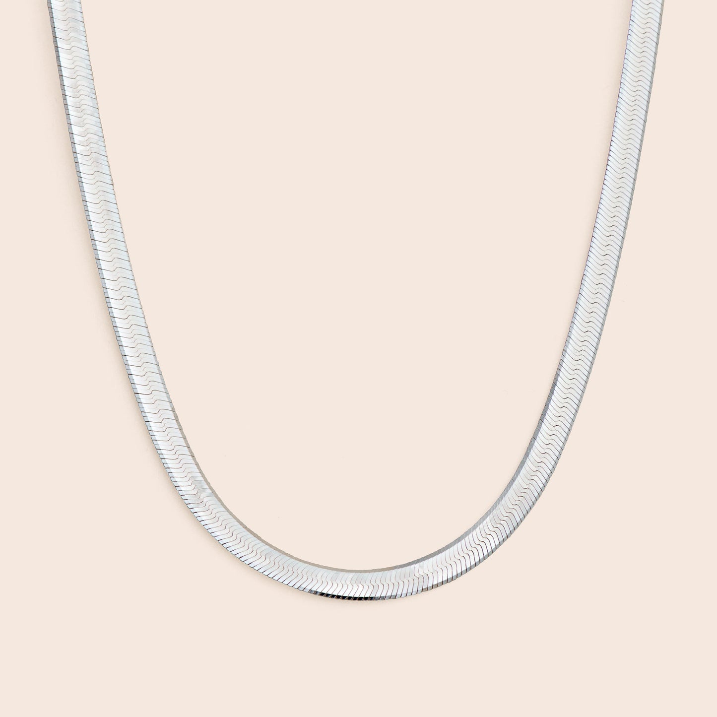 Thick Silver Herringbone Chain Necklace - Gemlet