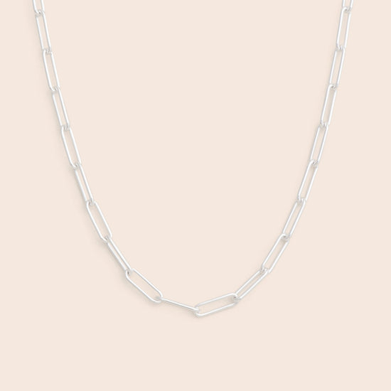 Thick Silver Paper Clip Chain Necklace - Gemlet